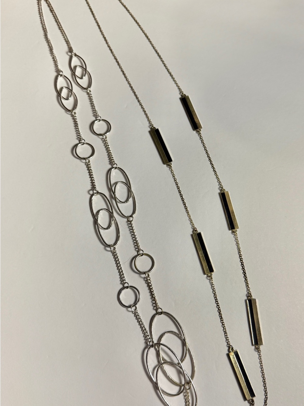 Duo of Y2K Long Silver & Gold Tone Necklaces - Women Jewelry